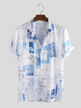 Herenmode Grappige Bedrukte Zomer Ademende Casual Shirts