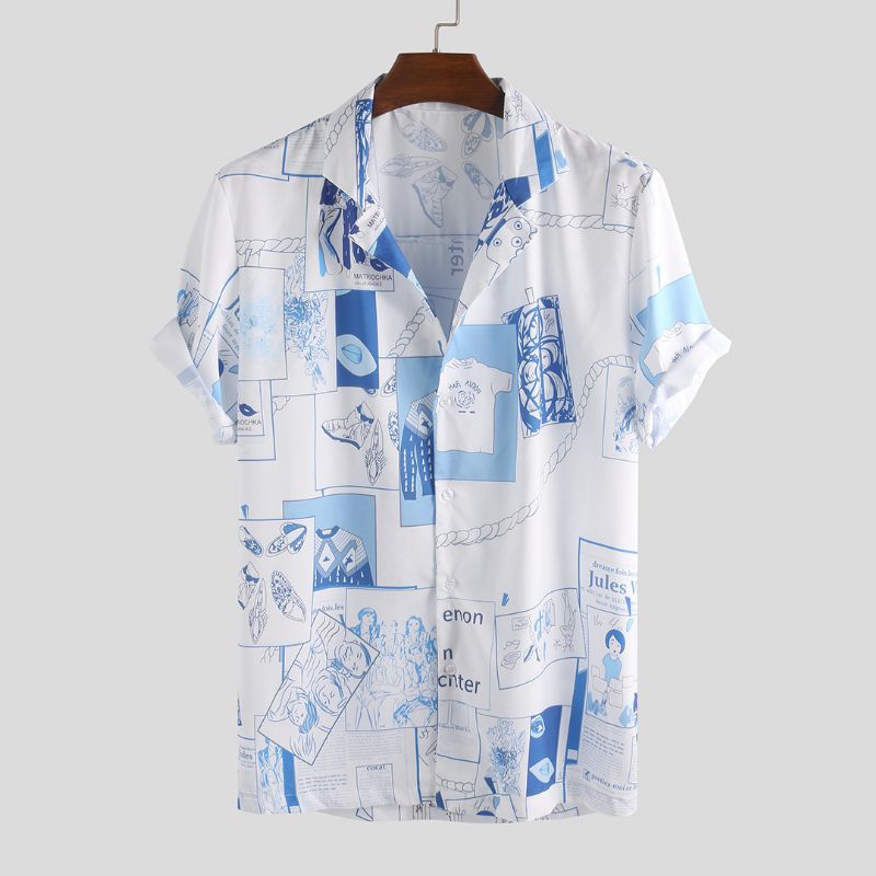 Herenmode Grappige Bedrukte Zomer Ademende Casual Shirts