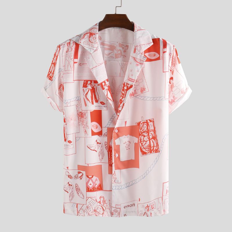 Herenmode Grappige Bedrukte Zomer Ademende Casual Shirts