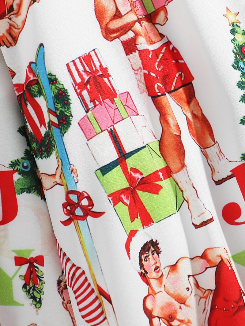 Kerststijl Heren Grappige Figuurprint Shirts Met Lange Mouwen