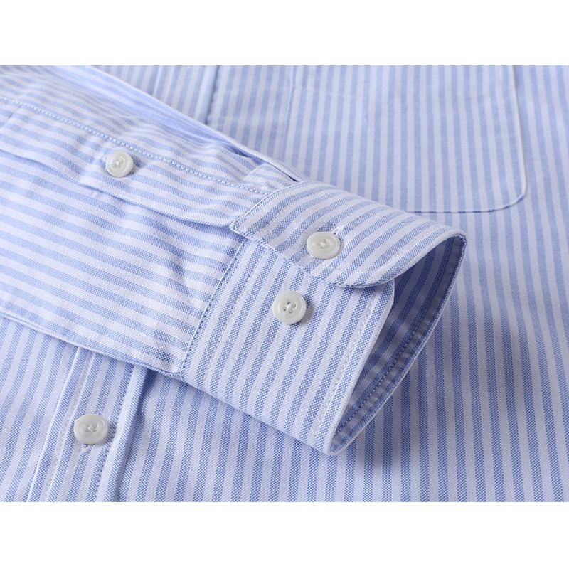 Slanke Casual Katoenen Gestreepte Oxford-overhemden Met Lange Mouwen Voor Heren