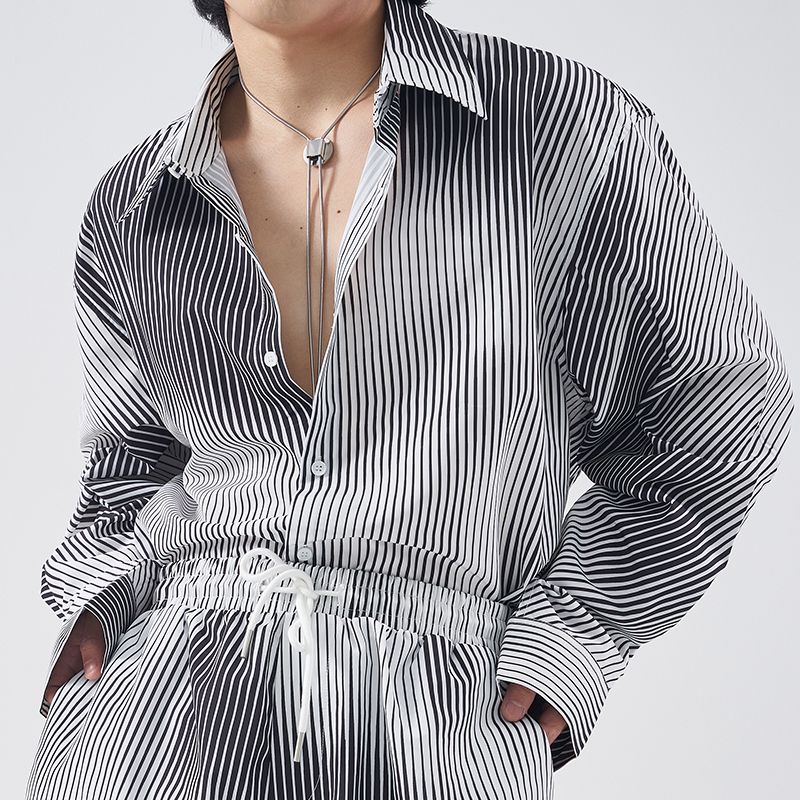 Tie-dye Shirt Shorts Pak Heren Zomer Koreaanse Trend Heren Gradiënt Gestreept Shirt Neutrale Wind Slijtage