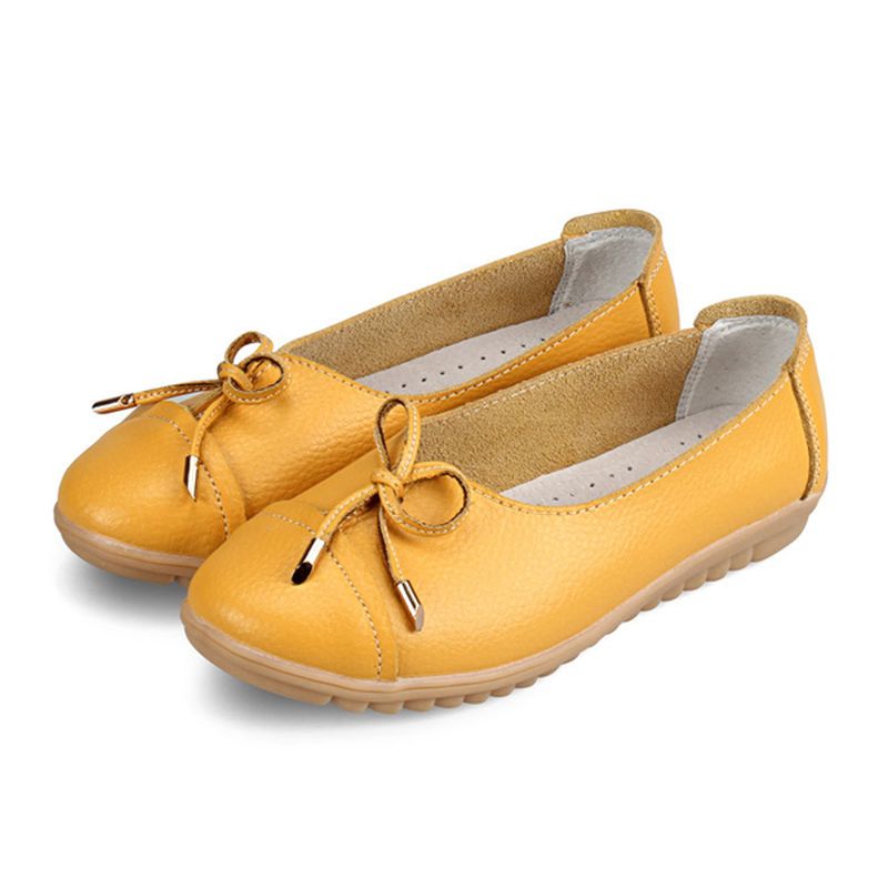 Amerikaanse Maat 5-10 Vrouwen Platte Casual Outdoor Lederen Ronde Neus Zachte Comfortabele Slip Op Flats Schoenen