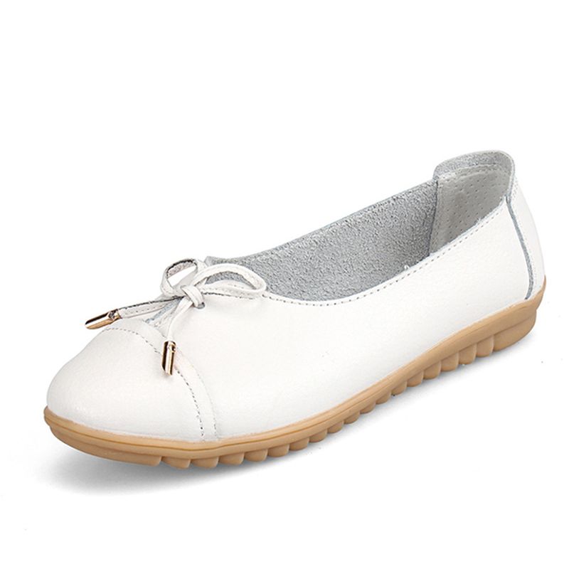 Amerikaanse Maat 5-10 Vrouwen Platte Casual Outdoor Lederen Ronde Neus Zachte Comfortabele Slip Op Flats Schoenen