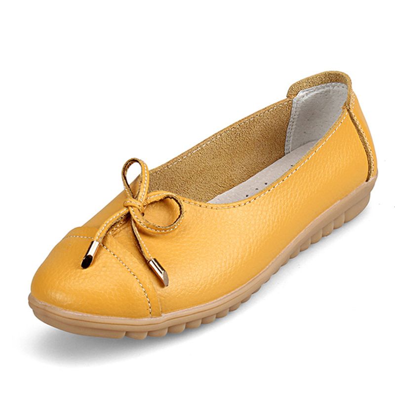 Amerikaanse Maat 5-10 Vrouwen Platte Casual Outdoor Lederen Ronde Neus Zachte Comfortabele Slip Op Flats Schoenen