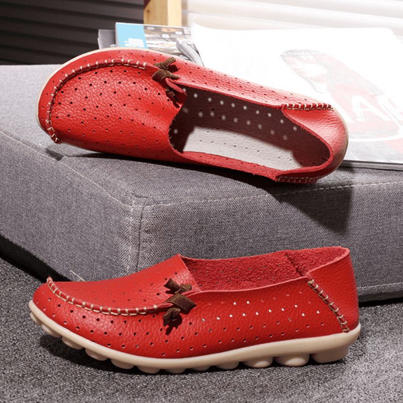 Big Size Dames Casual Platte Schoenen Slip Op Ballerina Flats Uitgeholde Platte Loafers