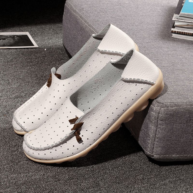 Big Size Dames Casual Platte Schoenen Slip Op Ballerina Flats Uitgeholde Platte Loafers