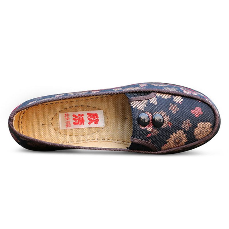 Bloemen Mesh Ademende Slip-on Platte Schoenen Ronde Neus Zachte Zool Flats