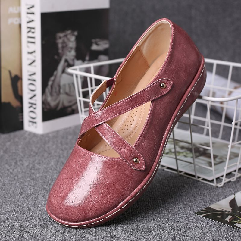 Casual Flats Met Kruisband Voor Dames In Effen Kleur