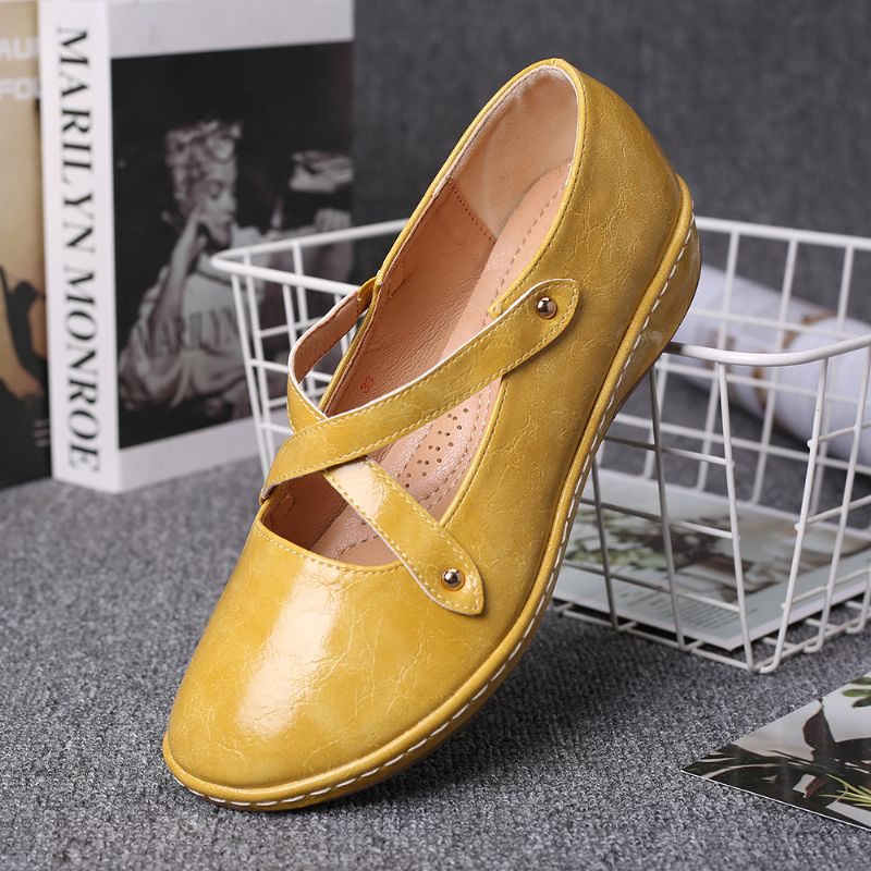 Casual Flats Met Kruisband Voor Dames In Effen Kleur