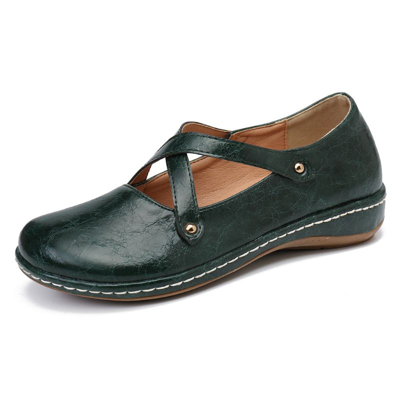 Casual Flats Met Kruisband Voor Dames In Effen Kleur