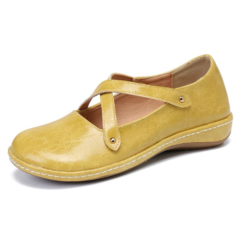 Casual Flats Met Kruisband Voor Dames In Effen Kleur