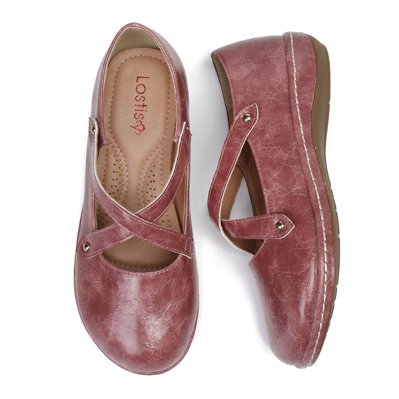 Casual Flats Met Kruisband Voor Dames In Effen Kleur