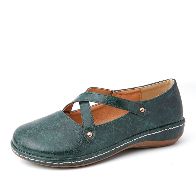 Casual Flats Met Kruisband Voor Dames In Effen Kleur