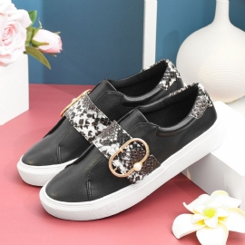 Casual Flats Met Metalen Gesp En Slangenprint Voor Dames