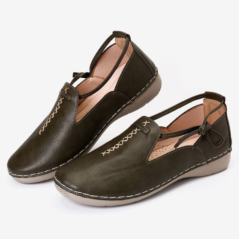 Casual Leren Loafers In Pure Kleuren