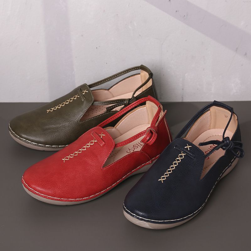 Casual Leren Loafers In Pure Kleuren