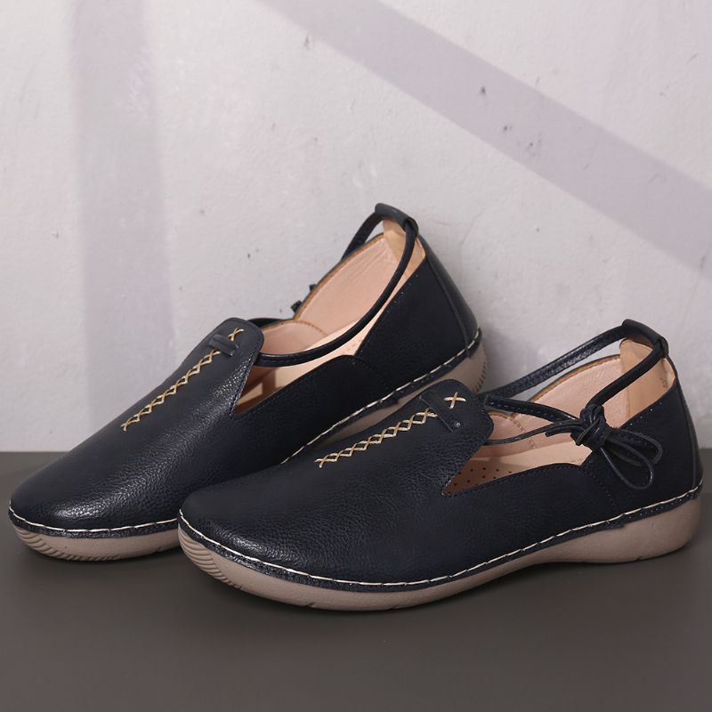 Casual Leren Loafers In Pure Kleuren