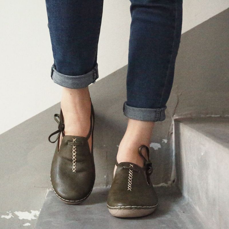 Casual Leren Loafers In Pure Kleuren