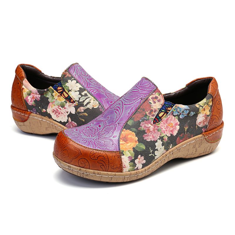 Comfortabele Leren Loafers Met Retrostiksels Voor Dames