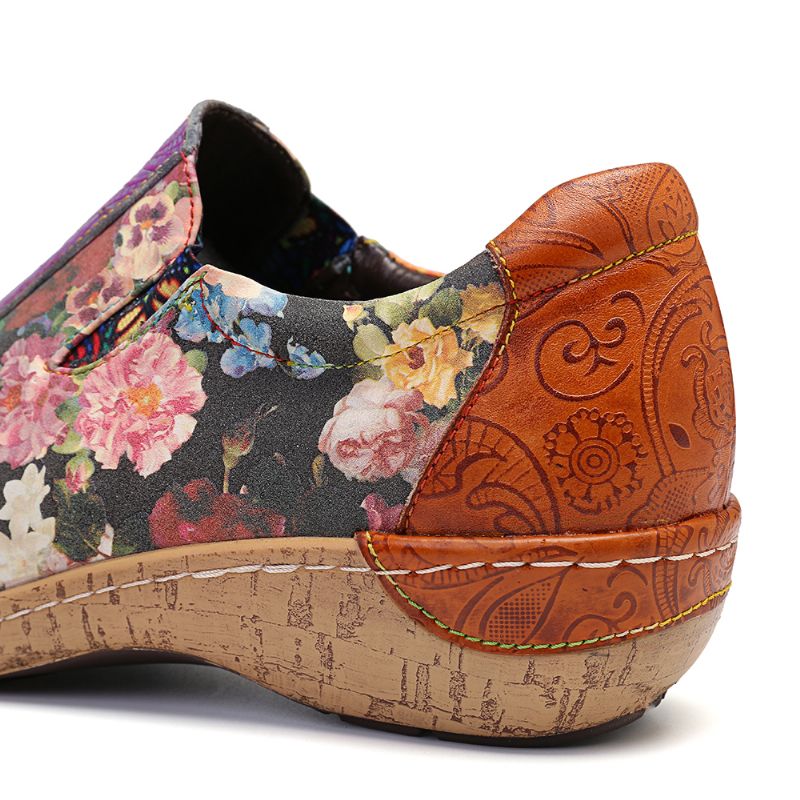 Comfortabele Leren Loafers Met Retrostiksels Voor Dames