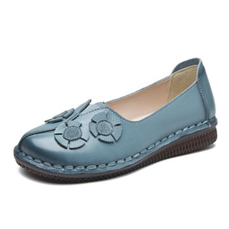 Dames Bloemen Decor Casual Slip Op Platte Loafers