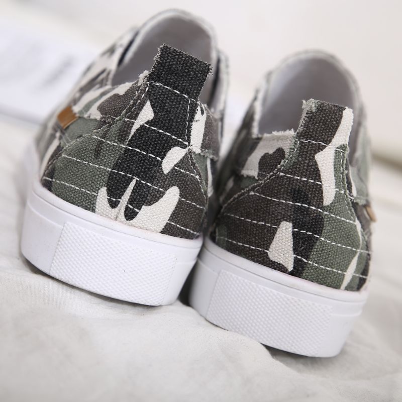 Dames Camouflage Canvas Brede Pasvorm Draagbare Casual Flats