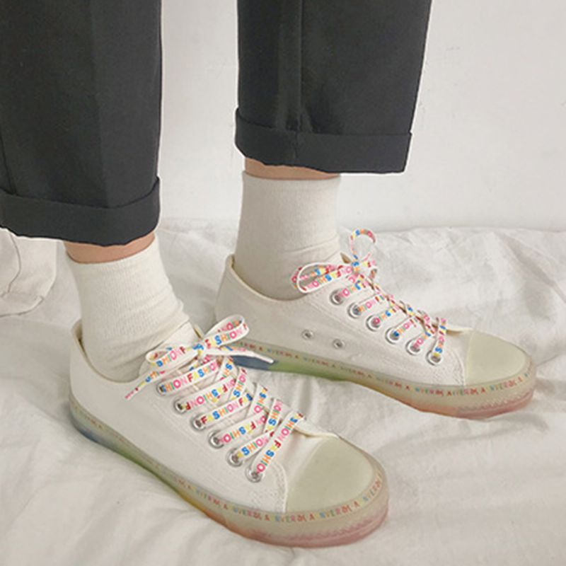 Dames Canvas Lage Top Regenboog Zool Casual Studentenflats