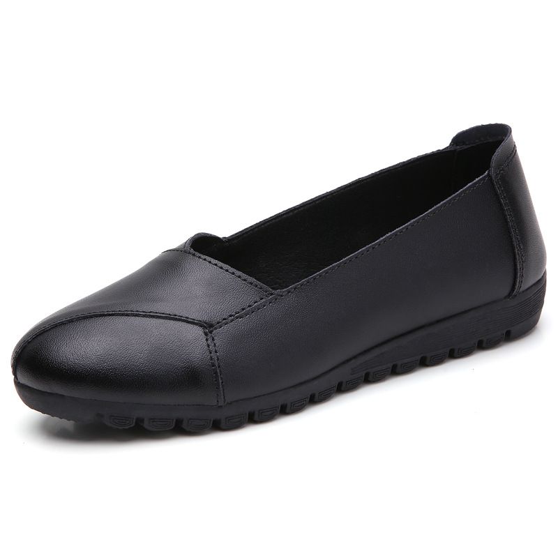 Dames Casual Ademend Leer Gehalveerde Riem Slip-on Zachte Zool Loafers