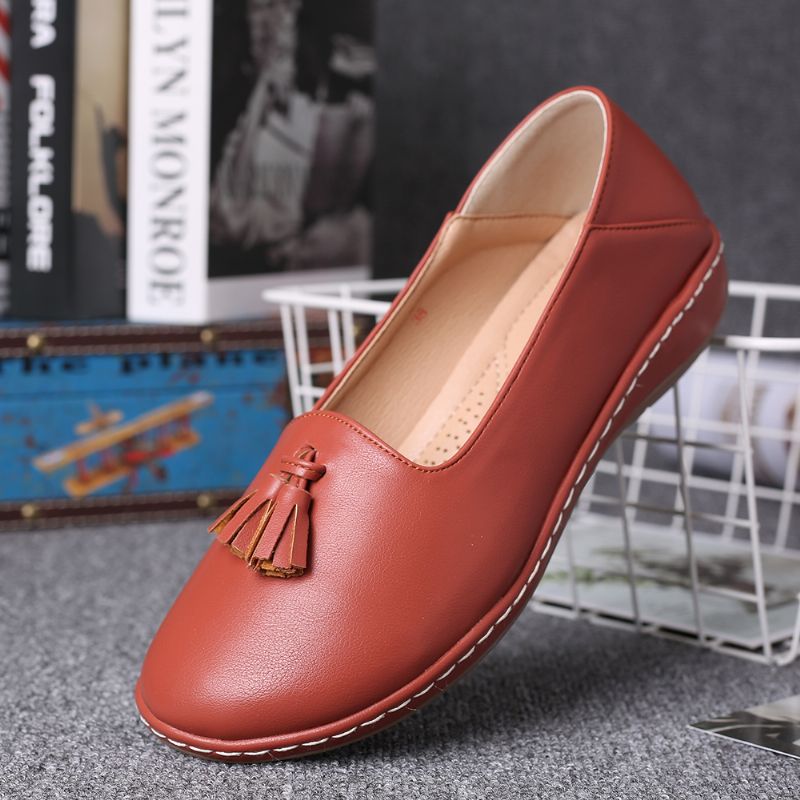 Dames Casual Casual Flats Met Kwastjes In Effen Kleur