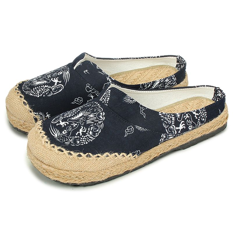 Dames Casual Katoenen Vlas Outdoor Comfortabele Platte Loaferschoenen Met Ronde Neus