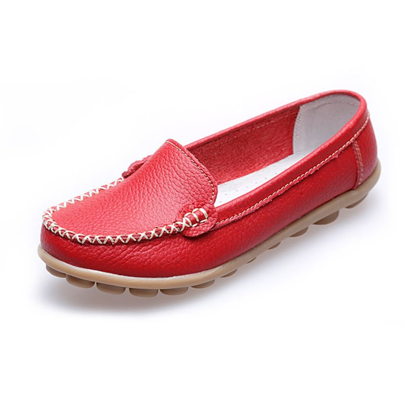 Dames Casual Platte Loafers Met Ronde Neus Zachte Zool Slip Op Platte Loafers