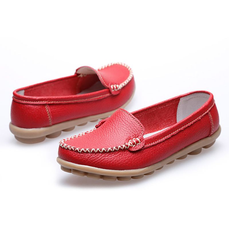 Dames Casual Platte Loafers Met Ronde Neus Zachte Zool Slip Op Platte Loafers