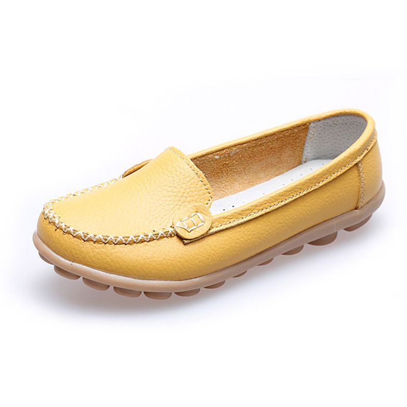 Dames Casual Platte Loafers Met Ronde Neus Zachte Zool Slip Op Platte Loafers