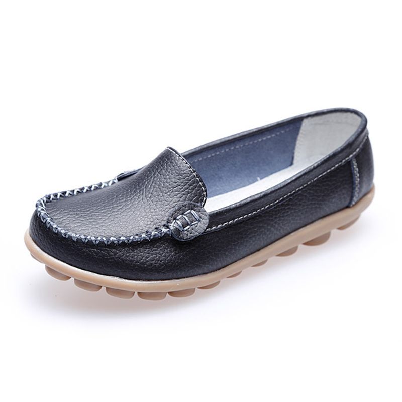 Dames Casual Platte Loafers Met Ronde Neus Zachte Zool Slip Op Platte Loafers