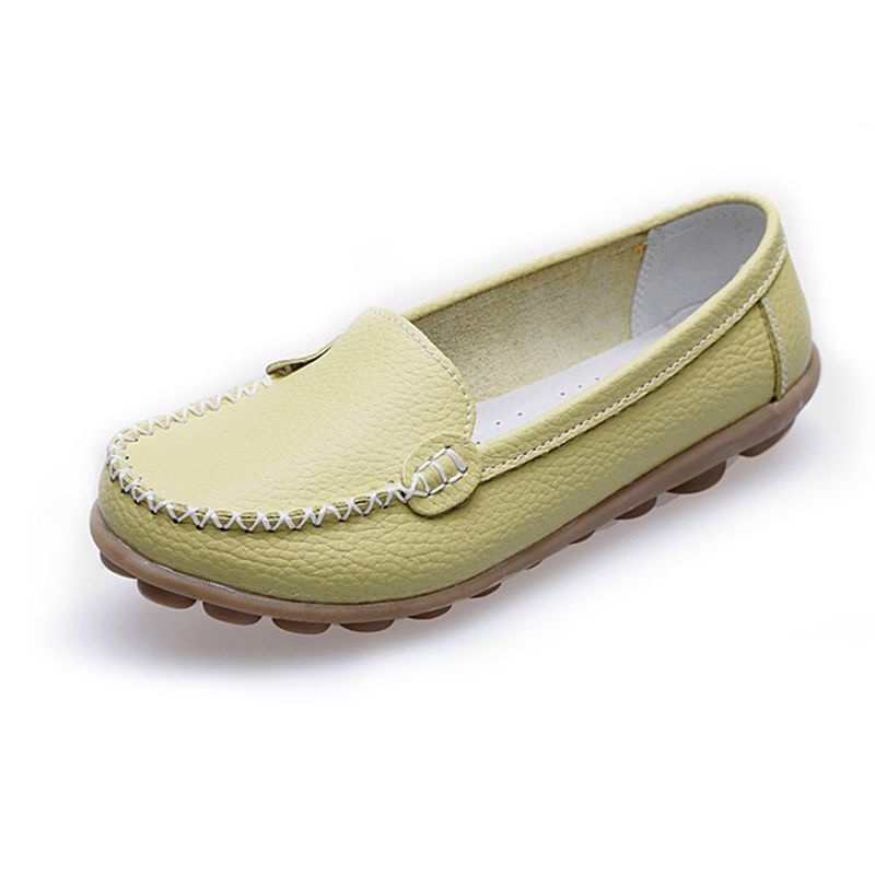 Dames Casual Platte Loafers Met Ronde Neus Zachte Zool Slip Op Platte Loafers