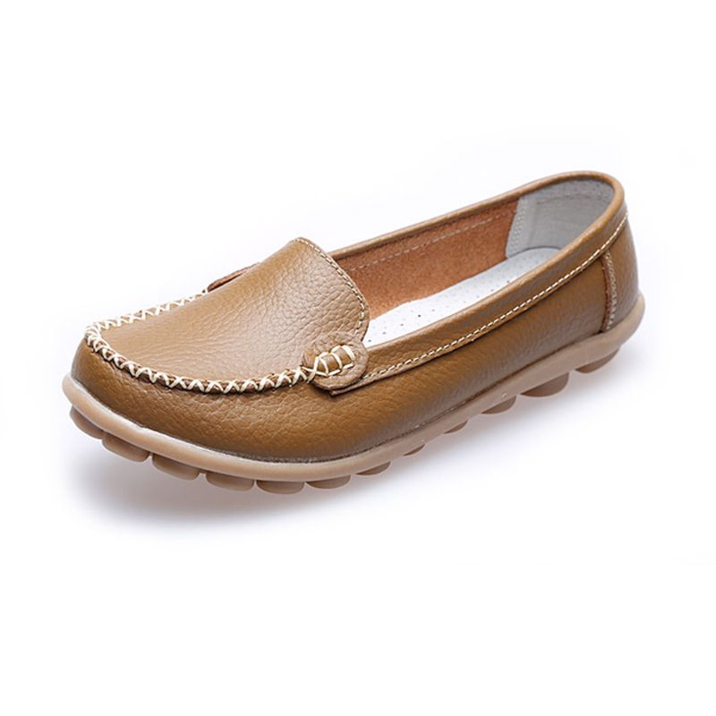 Dames Casual Platte Loafers Met Ronde Neus Zachte Zool Slip Op Platte Loafers