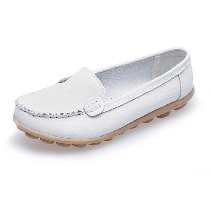 Dames Casual Platte Loafers Met Ronde Neus Zachte Zool Slip Op Platte Loafers