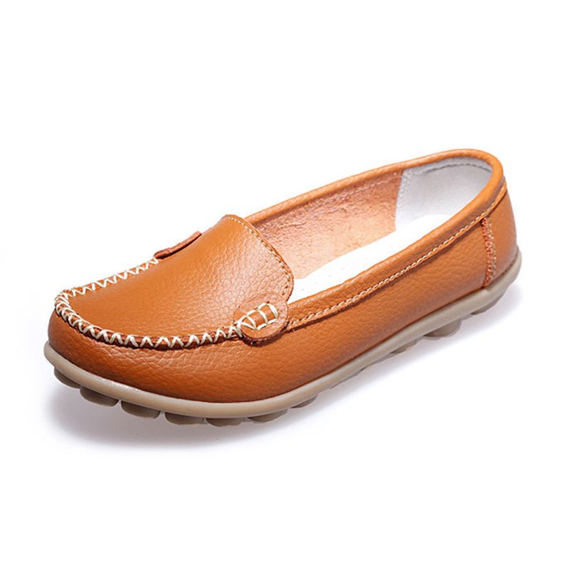 Dames Casual Platte Loafers Met Ronde Neus Zachte Zool Slip Op Platte Loafers