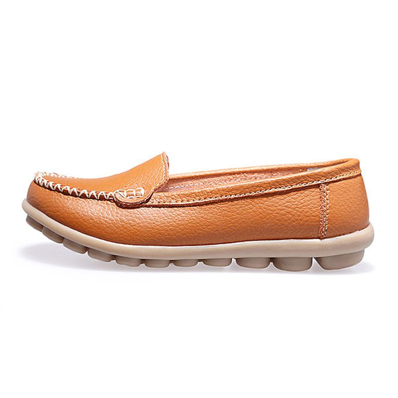 Dames Casual Platte Loafers Met Ronde Neus Zachte Zool Slip Op Platte Loafers