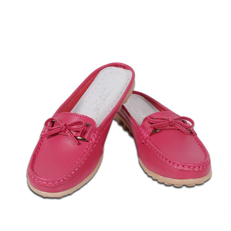 Dames Casual Soft Leather Slip-ons Strik Chique Platte Loafers