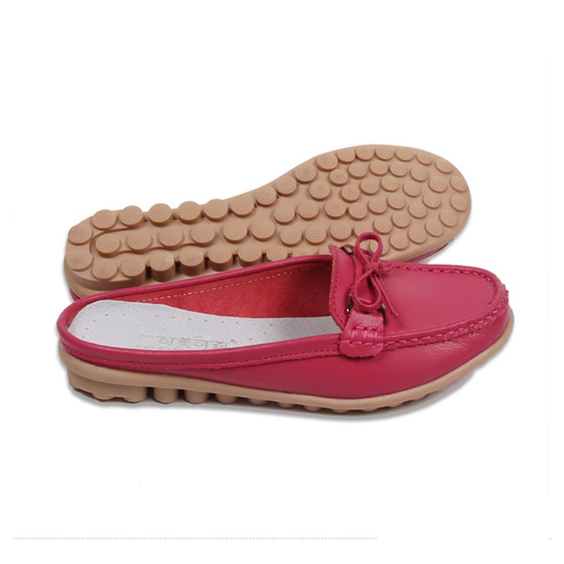 Dames Casual Soft Leather Slip-ons Strik Chique Platte Loafers
