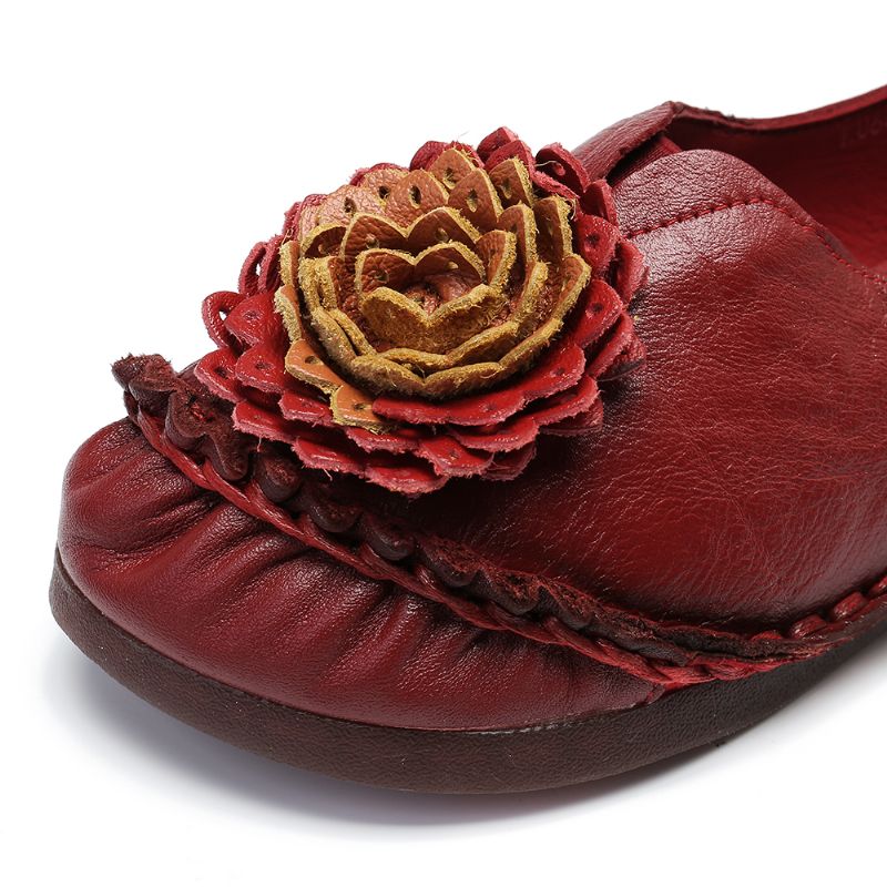 Dames Folkways Stricing Flowers Casual Platte Loafers Met Zachte Zool