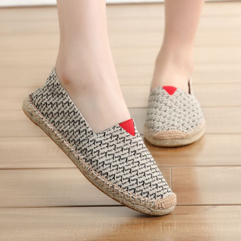 Dames Grote Maat Effen Kleur Slip-on Espadrilles Fisherman Platte Schoenen