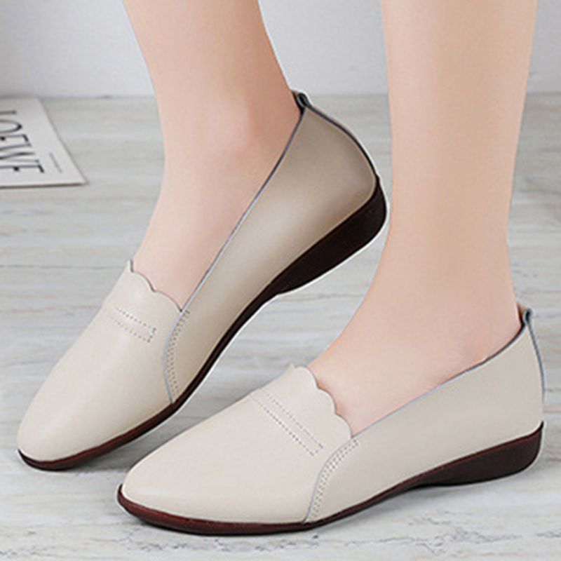 Dames Lace Trim Soft Sole Casual Slip-on Flats Loafers