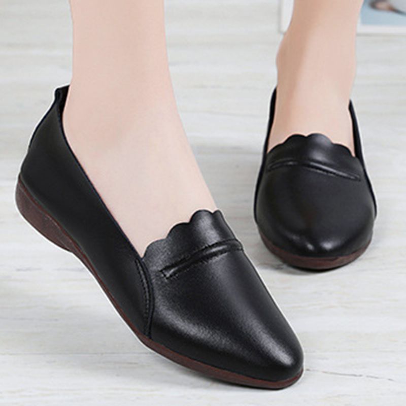 Dames Lace Trim Soft Sole Casual Slip-on Flats Loafers