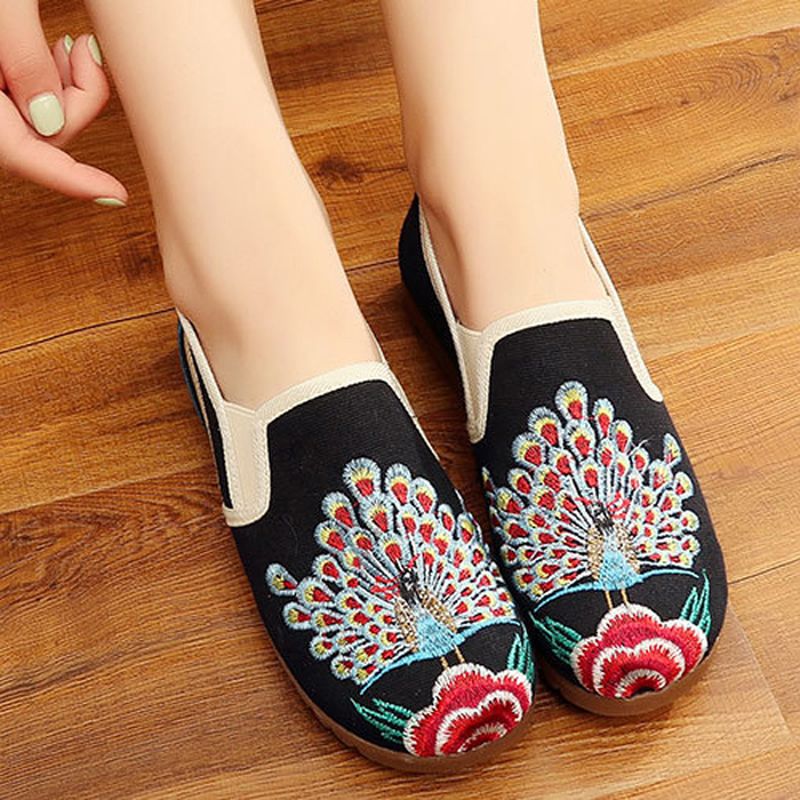 Dames Loafers Bloem Slip Op Platte Vrijetijdsschoenen