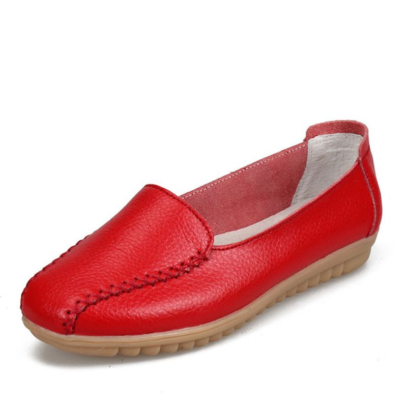 Dames Loafers Schoenen Casual Outdoor Slip Op Leren Flats