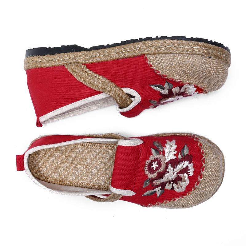 Dames Oude Peking Bloemen Borduurwerk Casual Espadrille Loafers