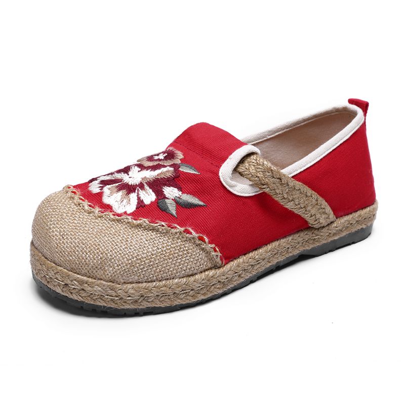 Dames Oude Peking Bloemen Borduurwerk Casual Espadrille Loafers